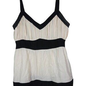 VTG Silk Babydoll Ruffle Contrast White Black Feminine Indie Sleaze Sweet Sz 8 M